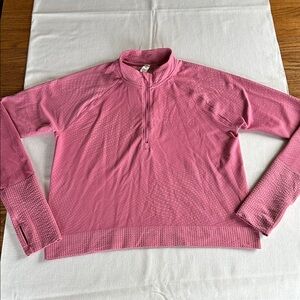 Lululemon Rest Less Cropped Half-Zip Grid Warp Pink Blossom / Sugar Pink 12